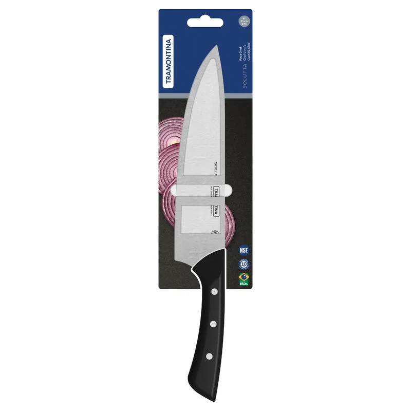 ترامونتينا Tramontina Solutta Chef"s Knife with Stainless-Steel Blade and Black Polycarbonate Handle 8"